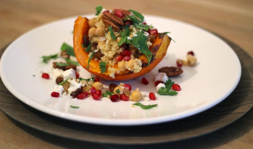 Bulgur met pompoen en granaatappelpitjes