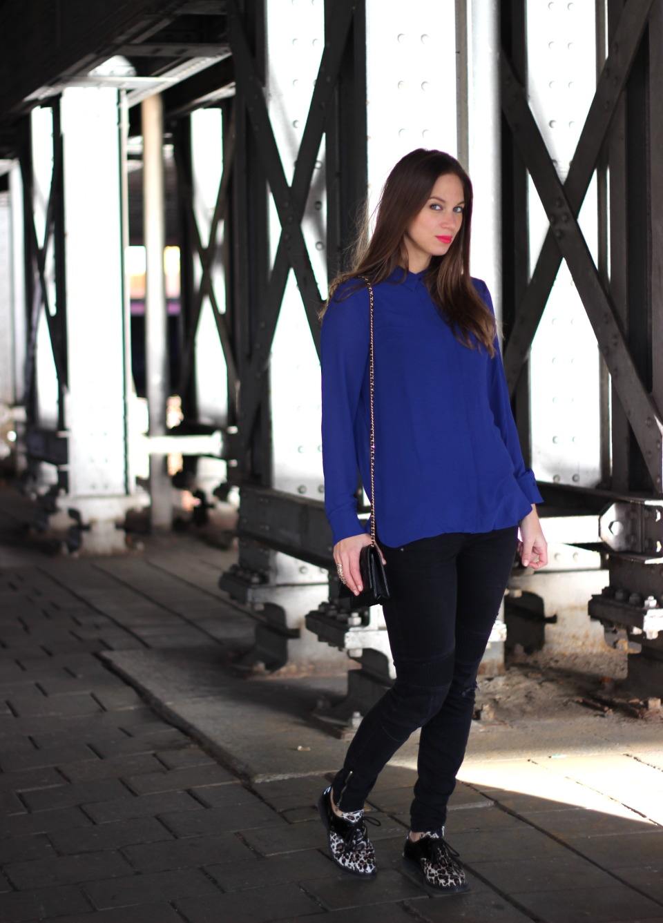 Kobalt blauwe blouse