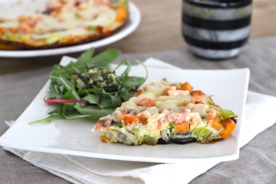 Tortilla zoete aardappel, zalm, prei en pesto1